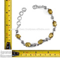 Beautiful Citrine Gemstone 925 Solid Silver Bracelet Jewelry